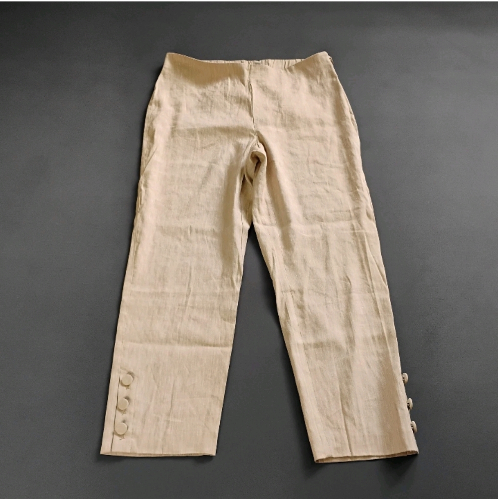 J.Jill Linen Strech Crop Pants Women's Size Medium Beige NEW Breathable Fresh